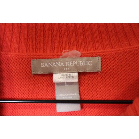 Banana Republic Womens Orange Button-Cowl Neck Sweater Long-Sleeve Size L 100% C - Picture 3 of 7